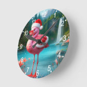 Christmas Flamingo As Santa Claus-47475 Runde Wanduhr (Winkel)