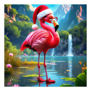 Christmas Flamingo As Santa Claus-47476 Fotodruck