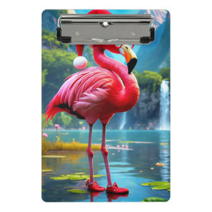 Christmas Flamingo As Santa Claus-47476 Mini Klemmbrett