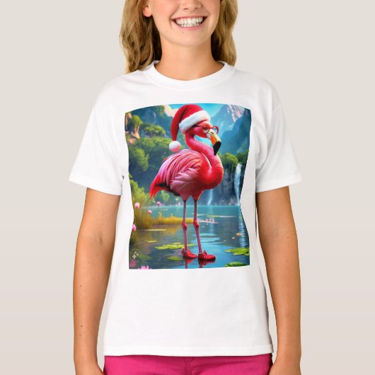 Christmas Flamingo As Santa Claus-47476 T-Shirt (Vorderseite)