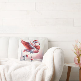 Christmas Flamingo auf Skaten Kissen