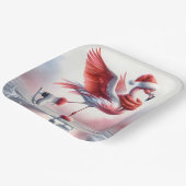 Christmas Flamingo auf Skaten Pappteller (Gewinkelt)