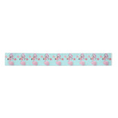 Christmas Flamingo Blue Pink Girly Niedlich Satinband (Vorderseite)