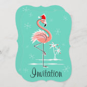 Christmas Flamingo "Einladung" Klammer vertikal Einladung (Vorne/Hinten)