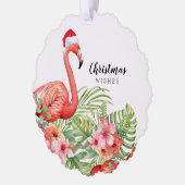 Christmas Flamingo Floral Greenery Wishes Ornament Karte (Links)