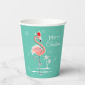 Christmas Flamingo Frohe Weihnachten Pappbecher (Rückseite)