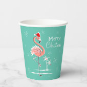 Christmas Flamingo Frohe Weihnachten Pappbecher (Vorderseite)