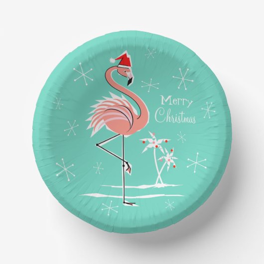 Christmas Flamingo Frohe Weihnachten Pappteller (Vorderseite)