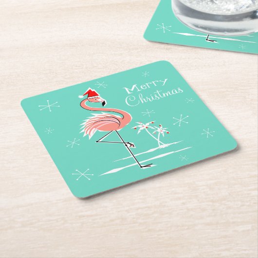 Christmas Flamingo Frohe Weihnachts-Untersetzer-Pl Rechteckiger Pappuntersetzer (angewinkelt)