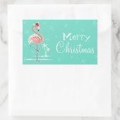 Christmas Flamingo Frohe Weihnachtslandschaft Rechteckiger Aufkleber (Tasche)