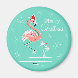 Christmas Flamingo Frohe Weihnachtsmagnet rund Magnet
