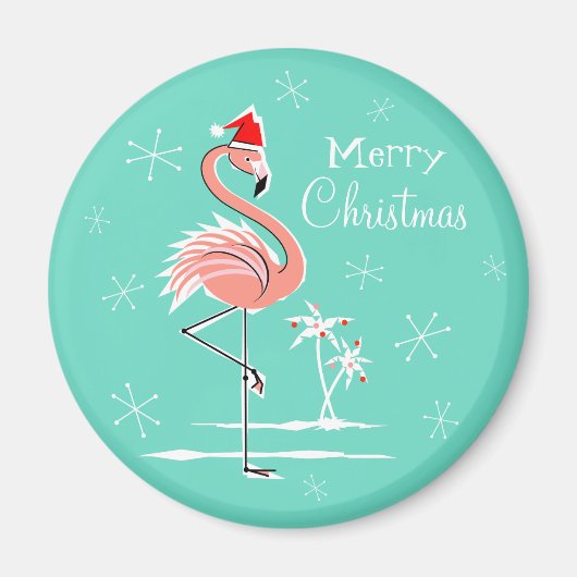Christmas Flamingo Frohe Weihnachtsmagnet rund Magnet (Vorne)