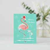 Christmas Flamingo Frohe Weihnachtspostkarte Feiertagspostkarte (Stehend Vorderseite)