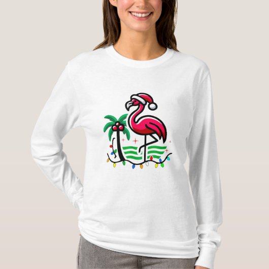 "Christmas Flamingo Fun" T-Shirt (Vorderseite)