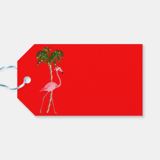 Christmas Flamingo Geschenkanhänger (Rückseite Horizontal)