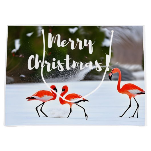Christmas Flamingo Große Geschenktüte (Vorderseite)
