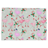 "Christmas Flamingo" Große Weihnachtsgeschenktasch Geschenktüte (Rückseite)