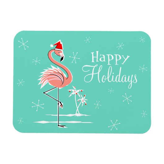 Christmas Flamingo Happy Holidays Magnet flexibel (Horizontal)
