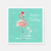 Christmas Flamingo Happy Holidays Papier napkin Serviette (Vorderseite)