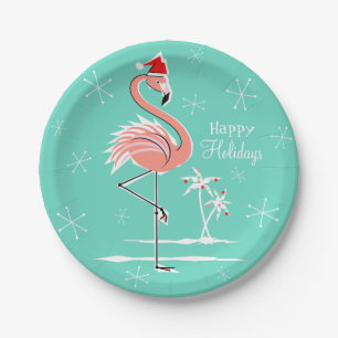 Christmas Flamingo Happy Holidays Papierteller