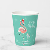 Christmas Flamingo Happy Holidays Pappbecher (Rückseite)