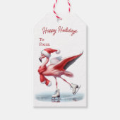Christmas Flamingo Ice Skaten Geschenkanhänger (Vorderseite)