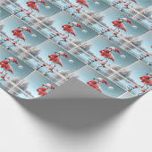 Christmas Flamingo Ice Skaten Geschenkpapier (Ecke)