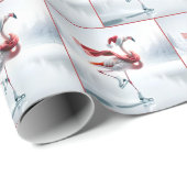 Christmas Flamingo Ice Skaten Geschenkpapier (Rolleneckpunkt)
