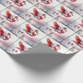 Christmas Flamingo Ice Skaten Geschenkpapier (Ecke)