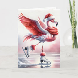 Christmas Flamingo Ice Skaten Karte