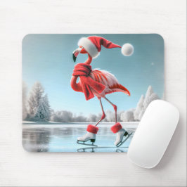 Christmas Flamingo Ice Skaten Mousepad