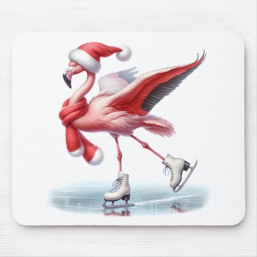 Christmas Flamingo Ice Skaten Mousepad (Vorne)