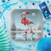 Christmas Flamingo Ice Skaten Pappteller (Party)