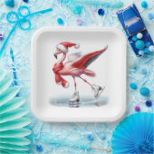 Christmas Flamingo Ice Skaten Pappteller (Party)