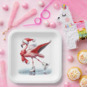 Christmas Flamingo Ice Skaten Pappteller (Party)