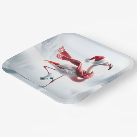 Christmas Flamingo Ice Skaten Pappteller (Gewinkelt)