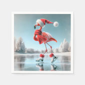 Christmas Flamingo Ice Skaten Serviette (Vorderseite)