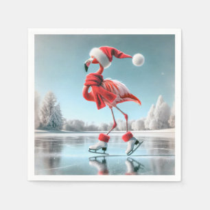 Christmas Flamingo Ice Skaten Serviette