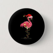 Christmas Flamingo In Martini Gl For Trocal Holida Button (Vorderseite)