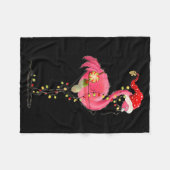 Christmas Flamingo In Martini Gl For Trocal Holida Fleecedecke (Vorderseite (Horizontal))