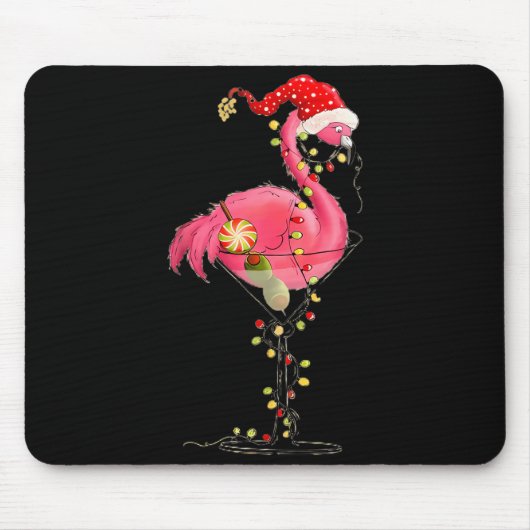 Christmas Flamingo In Martini Gl For Trocal Holida Mousepad (Vorne)