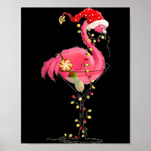 Christmas Flamingo In Martini Gl For Trocal Holida Poster (Vorne)