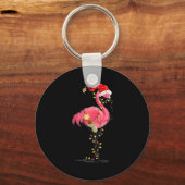 Christmas Flamingo In Martini Gl For Trocal Holida Schlüsselanhänger (Vorderseite)