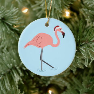 Christmas Flamingo Keramik Ornament