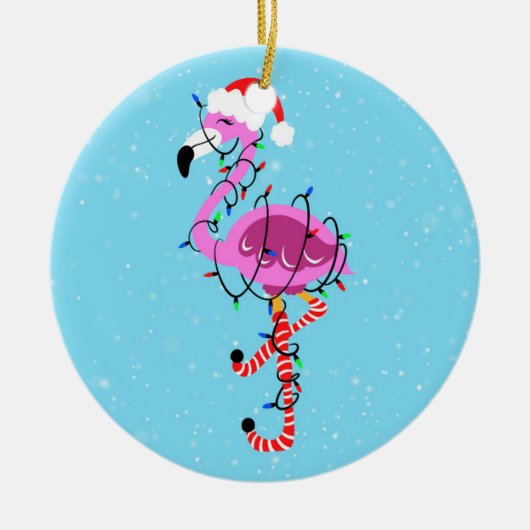 Christmas Flamingo Keramik Ornament (Vorne)