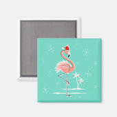 Christmas Flamingo Magnetplatz Magnet (Vorderseite/Rückseite)