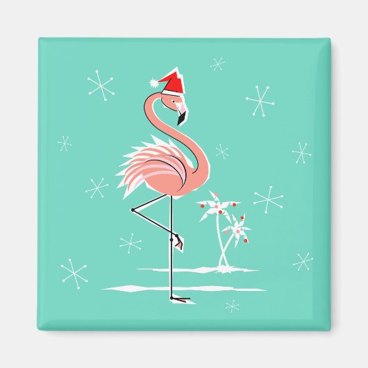 Christmas Flamingo Magnetplatz Magnet (Vorne)