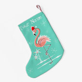 Christmas Flamingo Name Strumpf zwei Seiten Kleiner Weihnachtsstrumpf (Rückseite (Hängend))