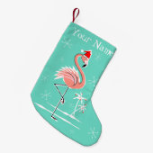 Christmas Flamingo Name Strumpf zwei Seiten Kleiner Weihnachtsstrumpf (Vorderansicht (hängend))