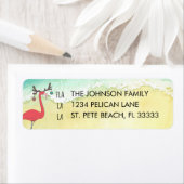 Christmas Flamingo on Beach Return Address (Insitu)